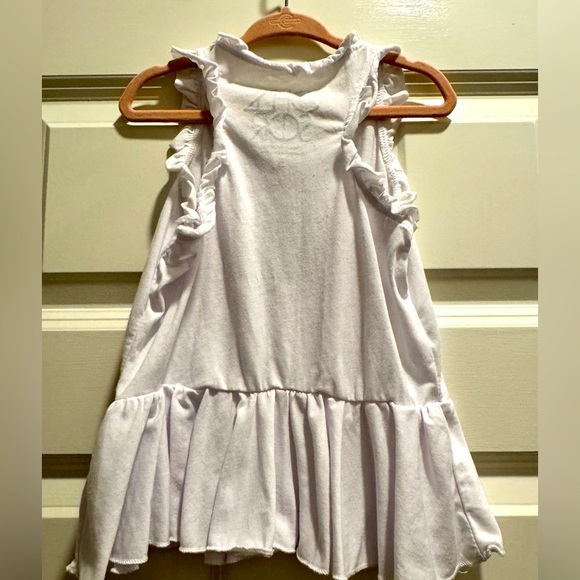 CHASER EUC SZ 5 DEF LEPPARD RUFFLE PEPLUM TANK WHITE - Picture 3 of 4